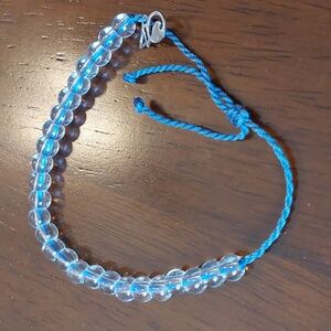 4ocean Clear Glass Bluw Cord Adjustable Friendship Bracelet